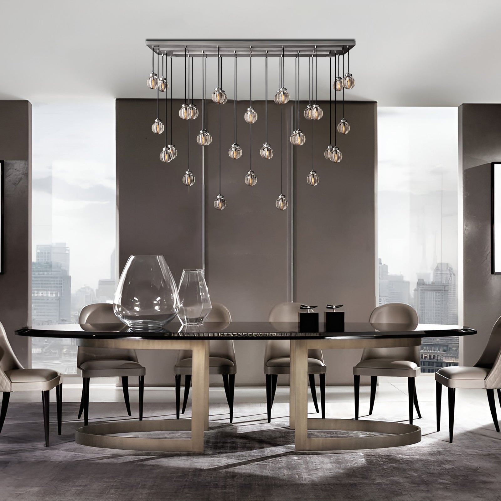 Pearl Linear Living Room Chandelier Vintage Light Fixture 72"