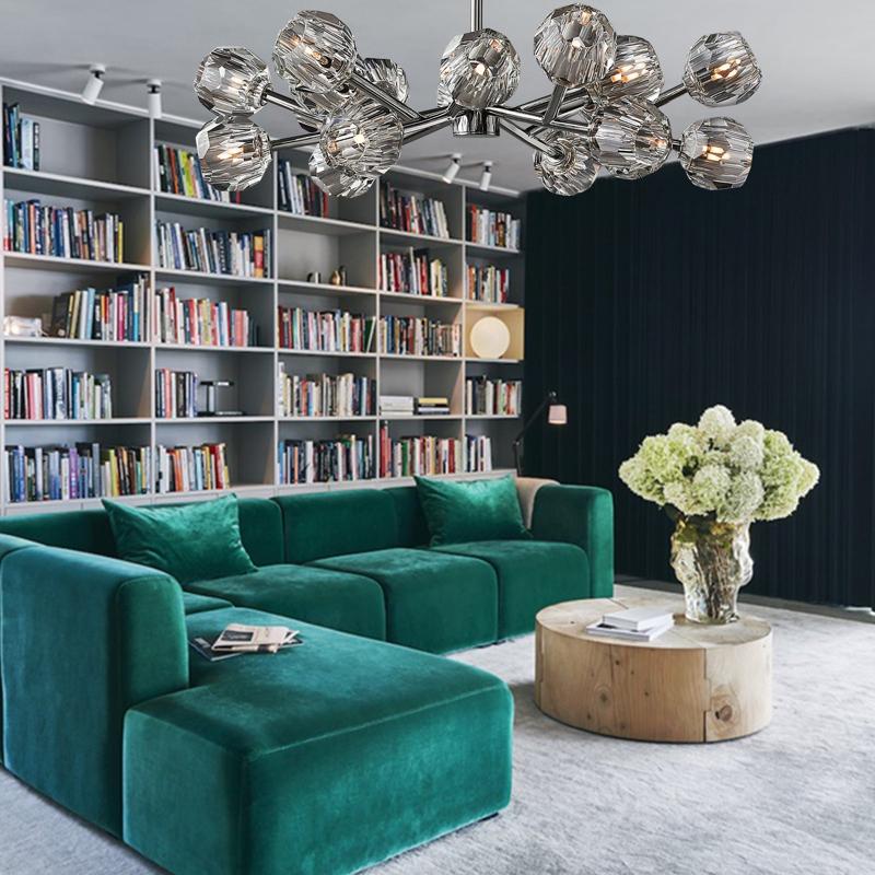 Boule De Multi-faceted Cut Clear Crystal Ball Chandelier 18-Light 36"