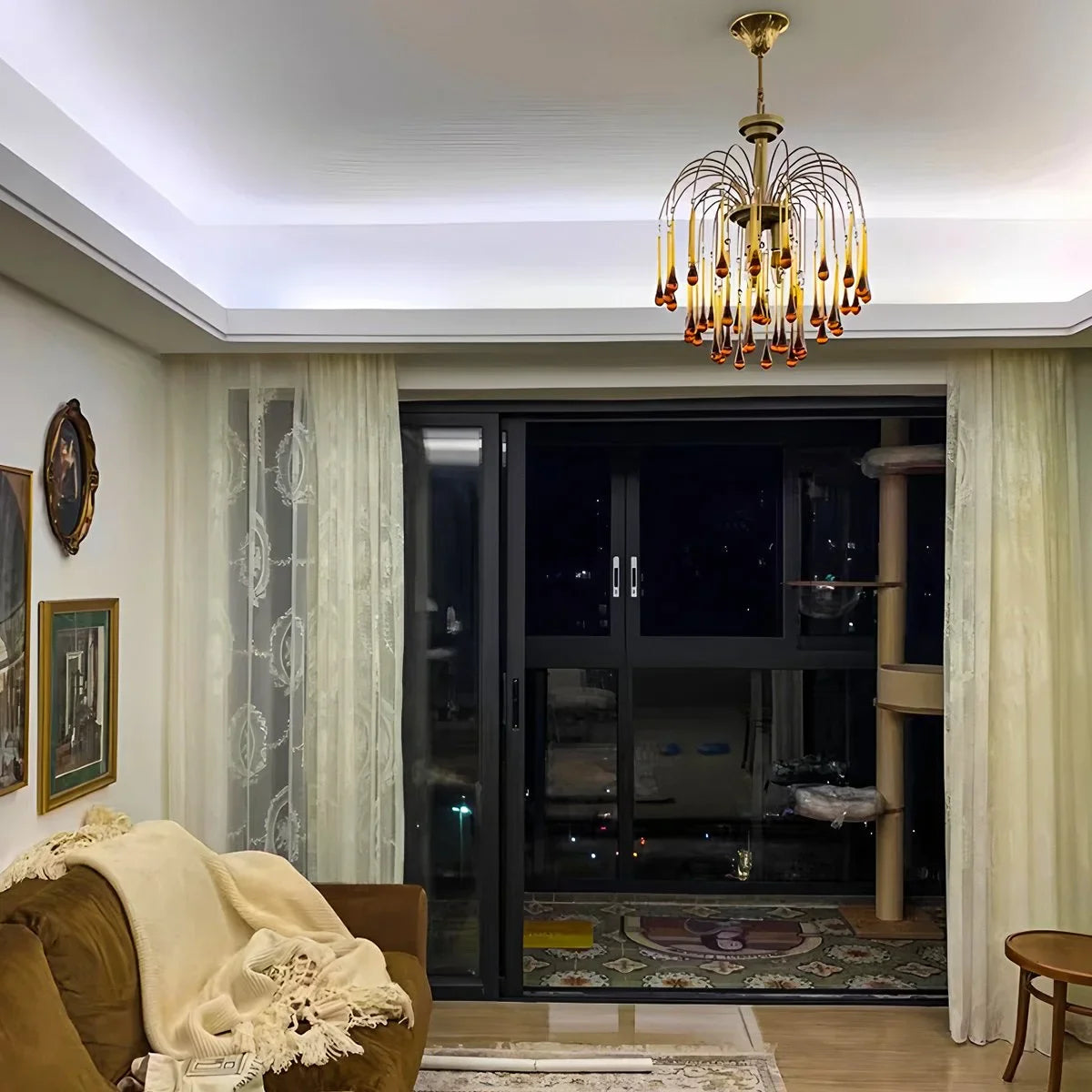 Eloer French Retro Water Drop Glass Chandelier