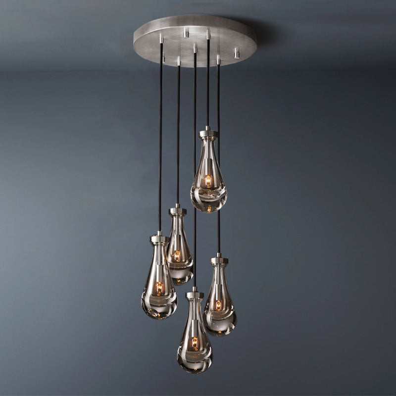 Raindrop Round 5-Lights Cord Chandelier-konalight