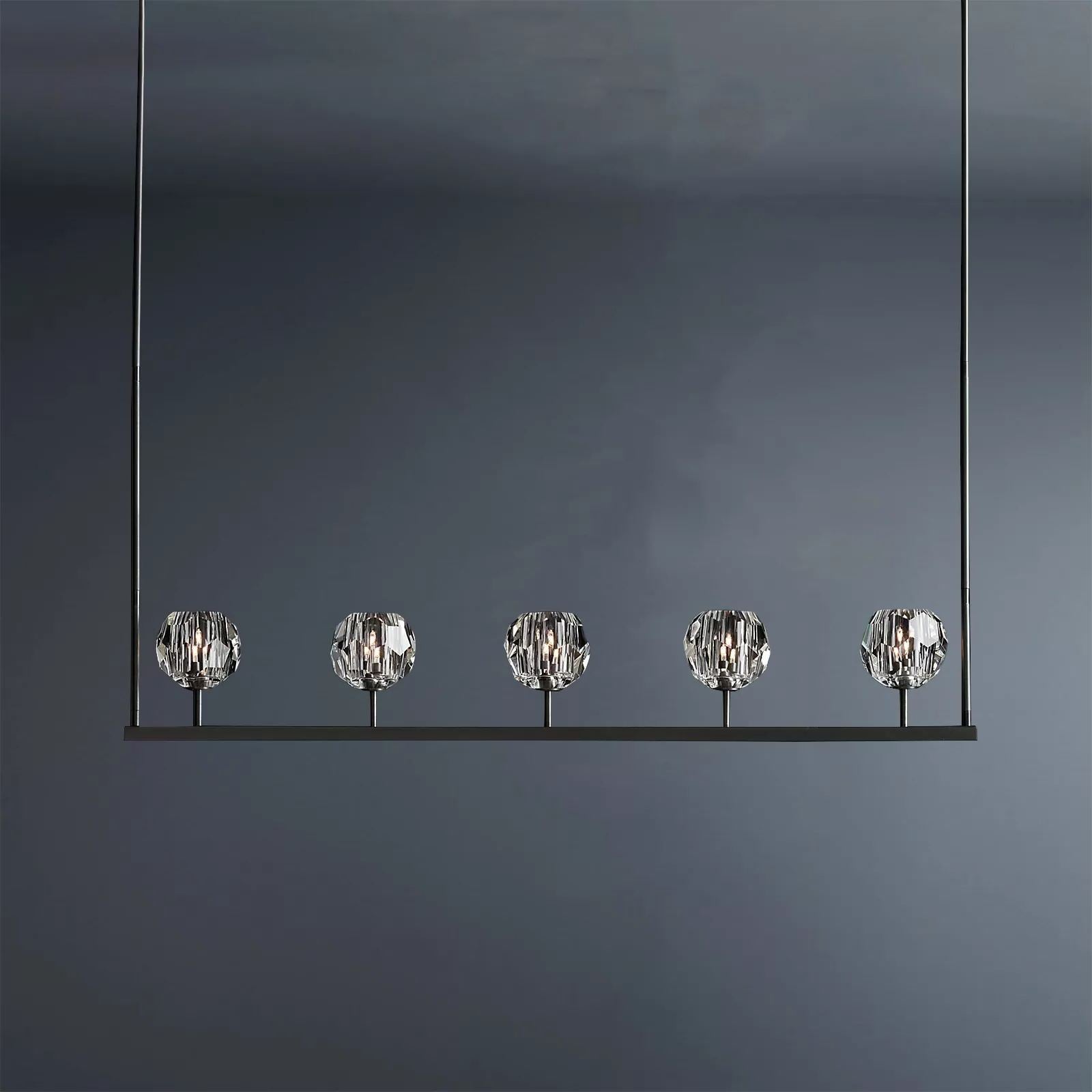 Boule De Crystal Ball Clear/Smoke Glass Linear Chandelier 48"