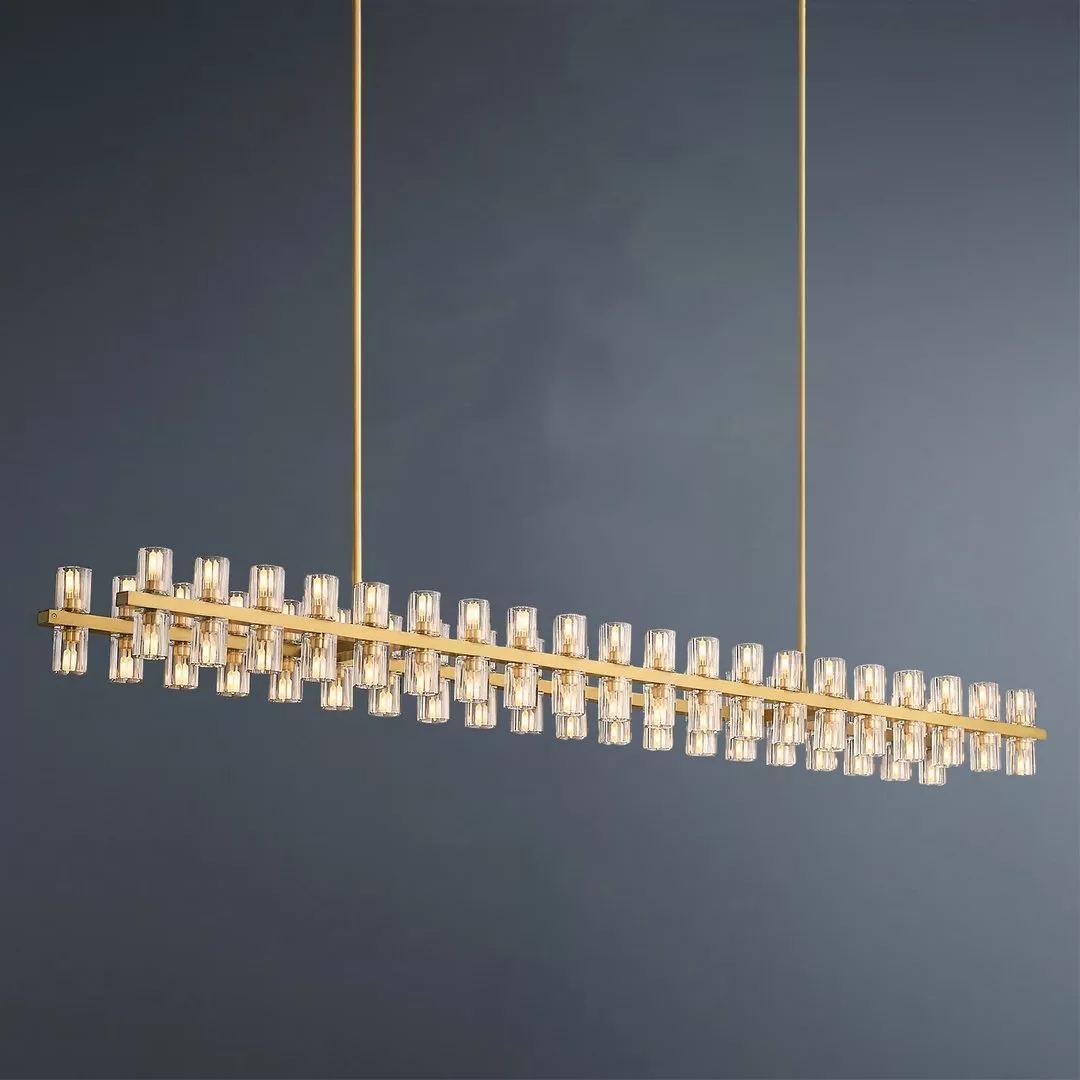 Arcachon Wine Glasses Led Rectangular Crystal Chandelier 72"-konalight