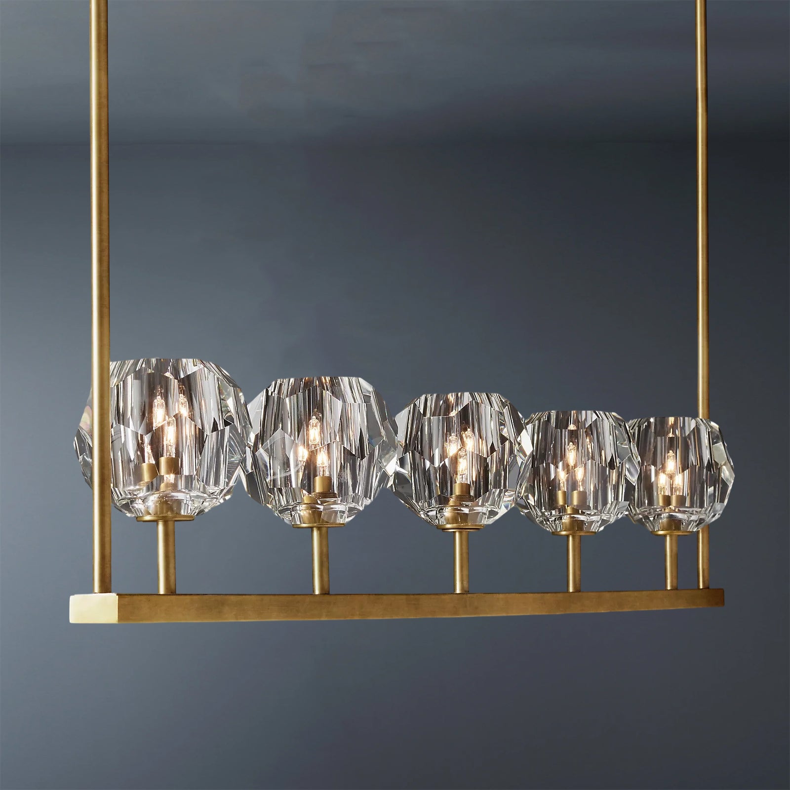 Boule De Crystal Ball Clear/Smoke Glass Linear Chandelier 48"