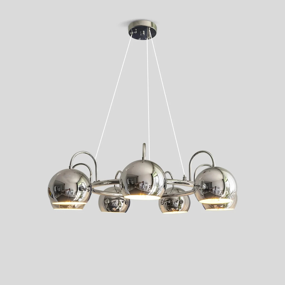 Eloer Bauhaus Style Antique Chrome Chandelier