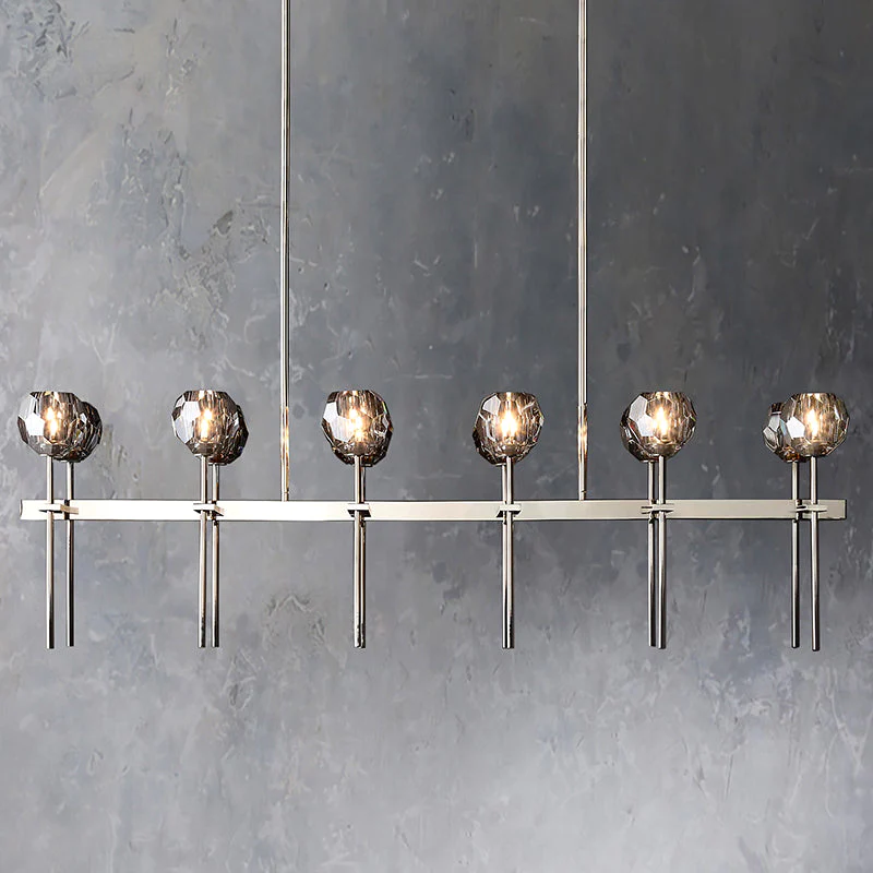 Boule De Crystal Ball Glass Linear Chandelier 60"(rod)-konalight