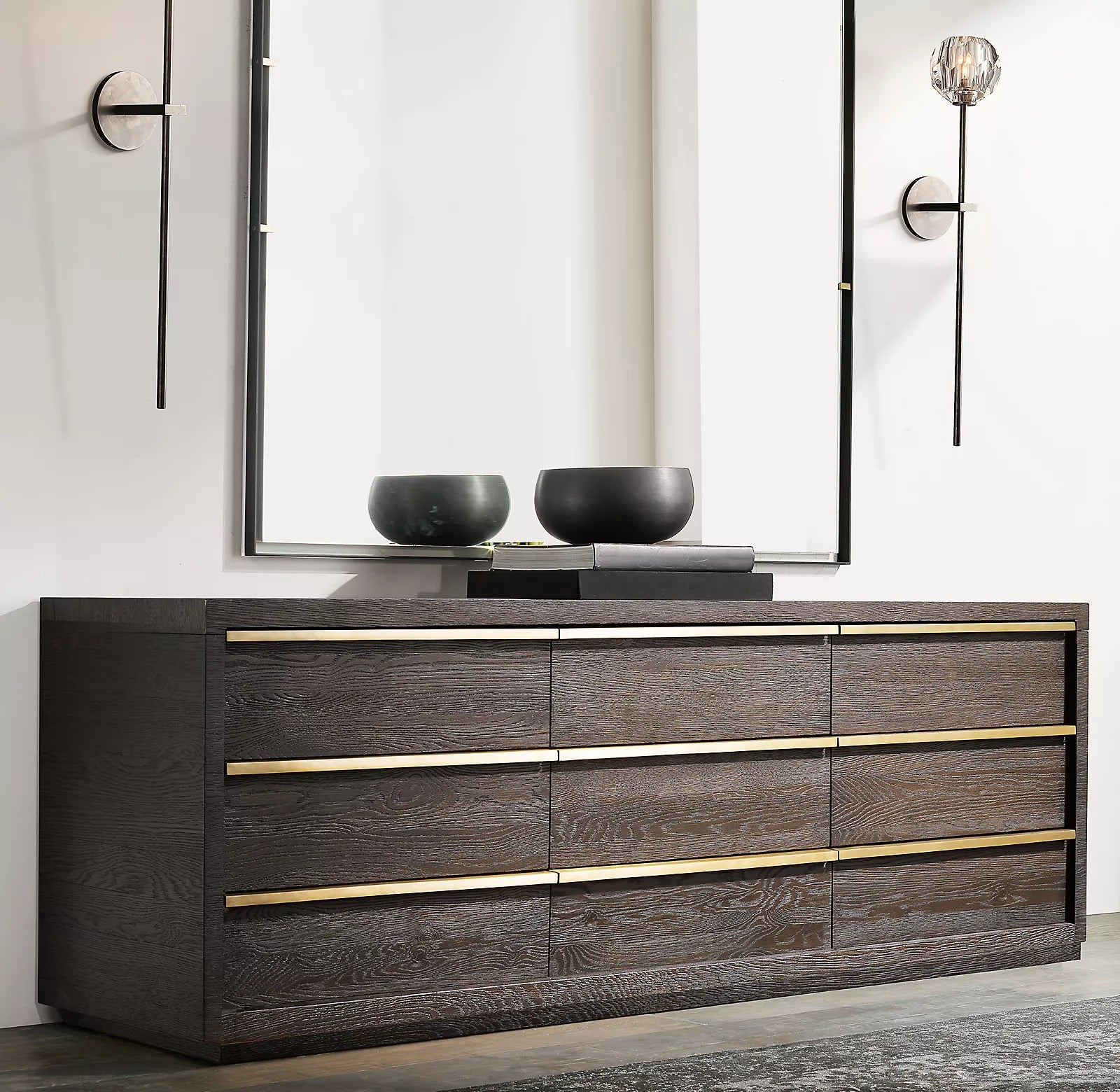 Boule De Crystal Ball Clear/Smoke Glass Grand Wall Sconce