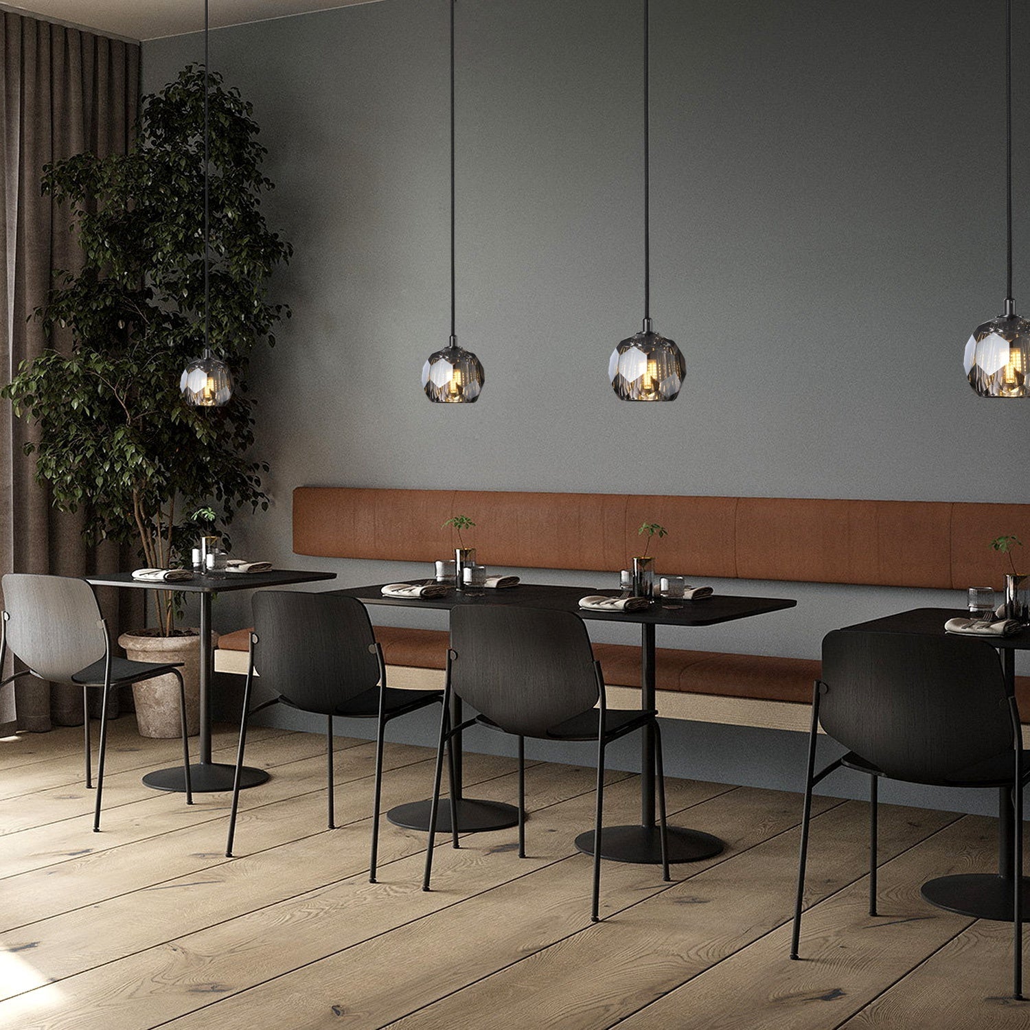 Boule De Clear/Smoke Glass Cord Pendant Light-konalight