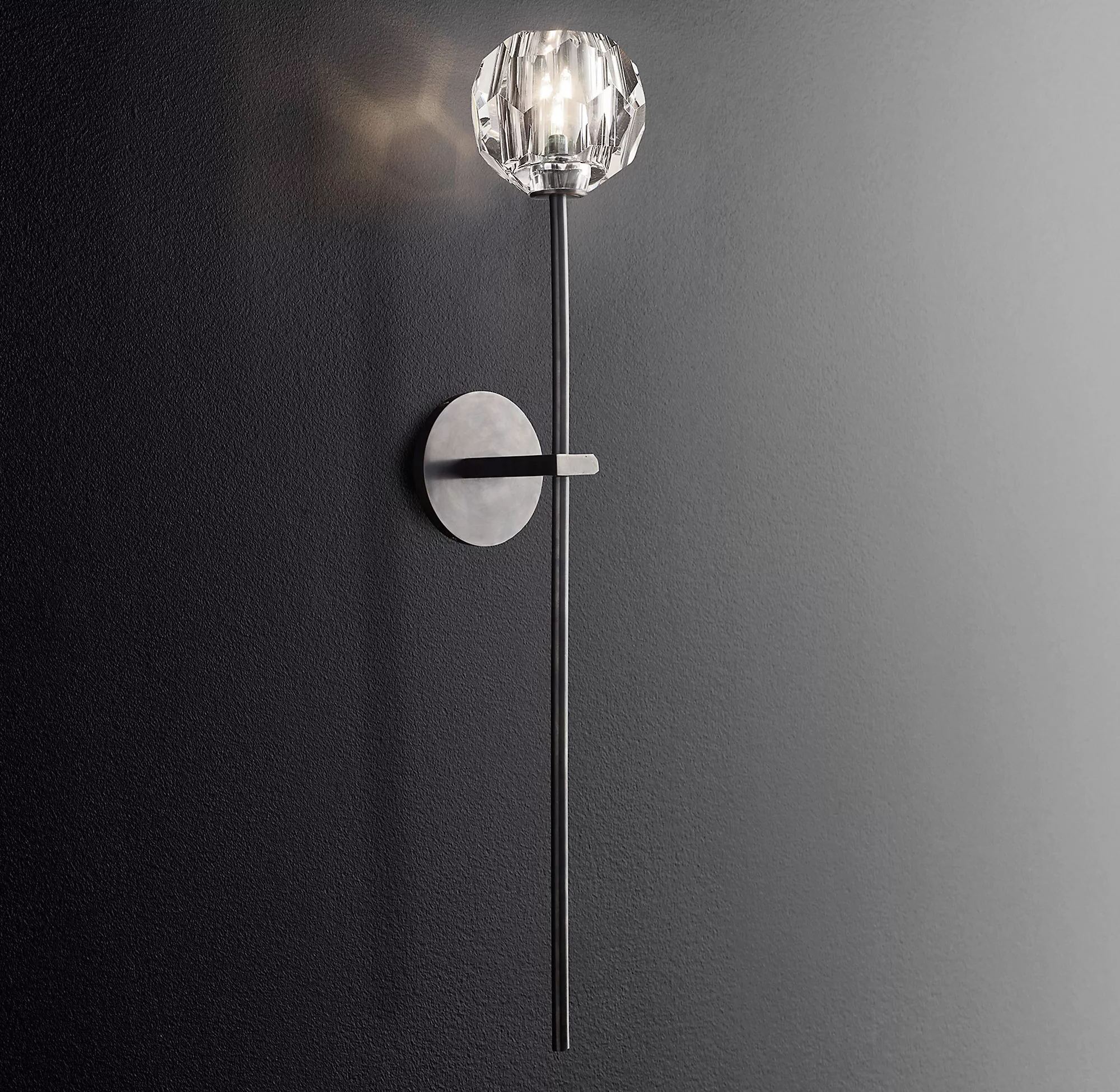 Boule De Crystal Ball Clear/Smoke Glass Grand Wall Sconce