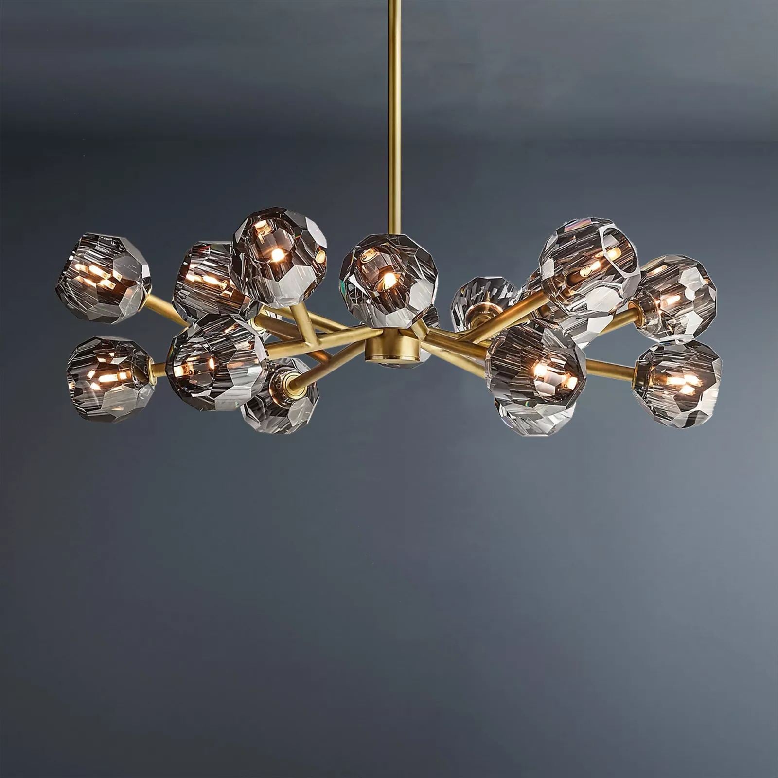 Boule De Crystal Ball Smoke Glass Round Chandelier 36"-konalight