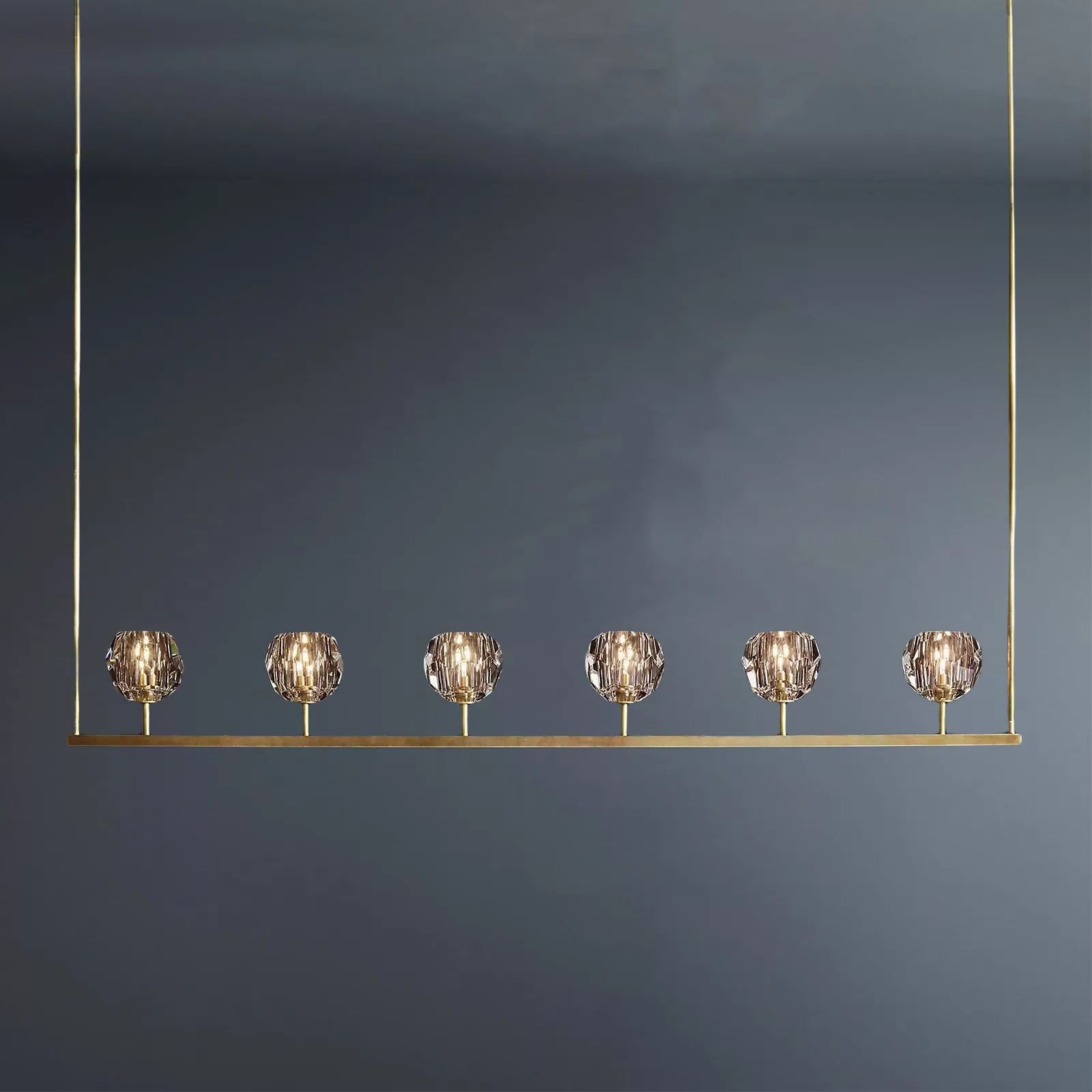 Boule De Crystal Ball Clear/Smoke Glass Linear Chandelier 60"-konalight