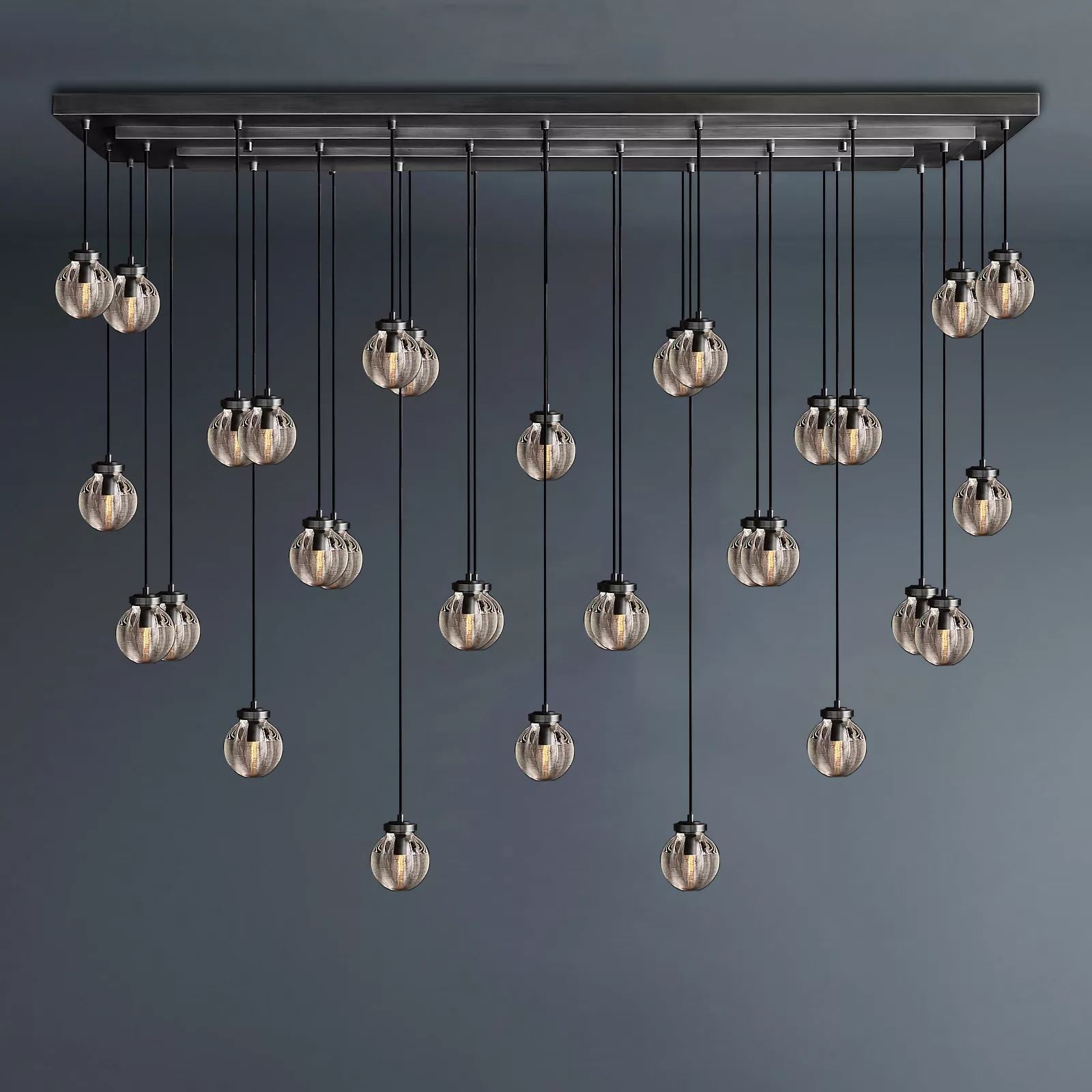 Pearl Linear Living Room Chandelier Vintage Light Fixture 72"