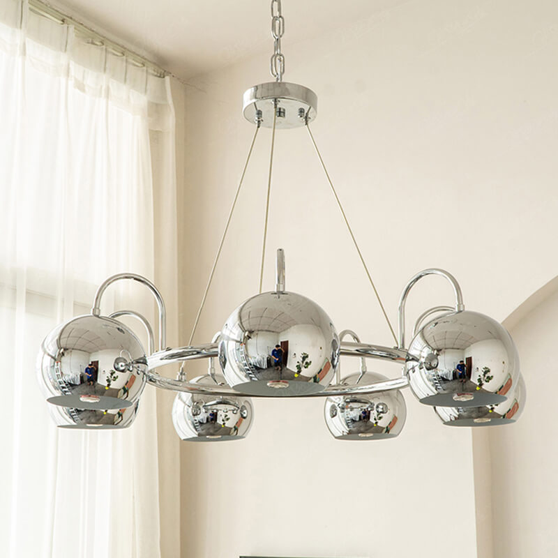 Eloer Bauhaus Style Antique Chrome Chandelier