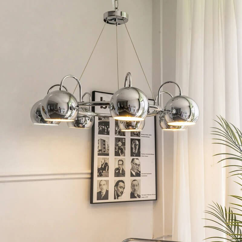 Eloer Bauhaus Style Antique Chrome Chandelier