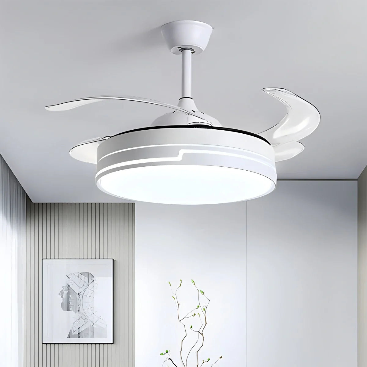 Eloer Remote Minimalist Hugger Ceiling Fan Light