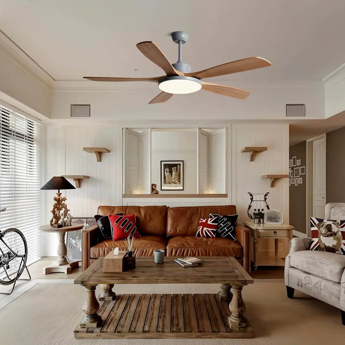 Eloer Minimalist Ceiling Fan with Light for Living Room
