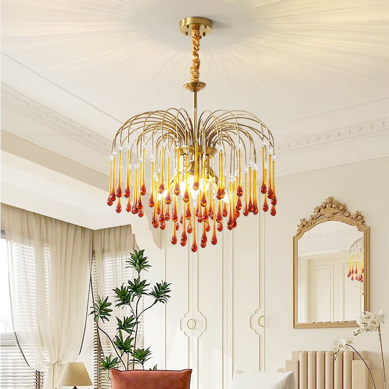 Eloer French Retro Water Drop Glass Chandelier
