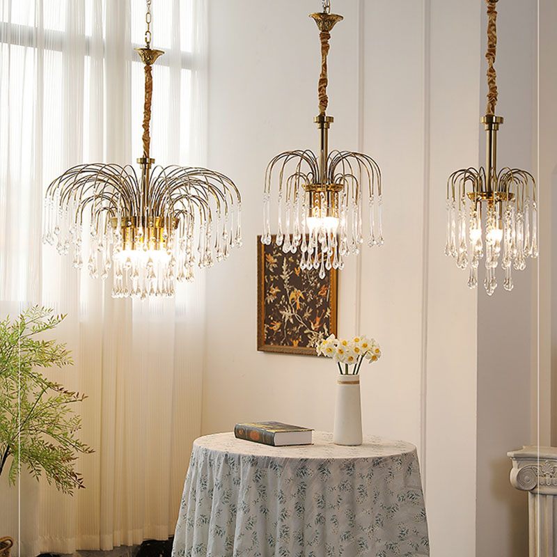 Eloer French Retro Water Drop Glass Chandelier