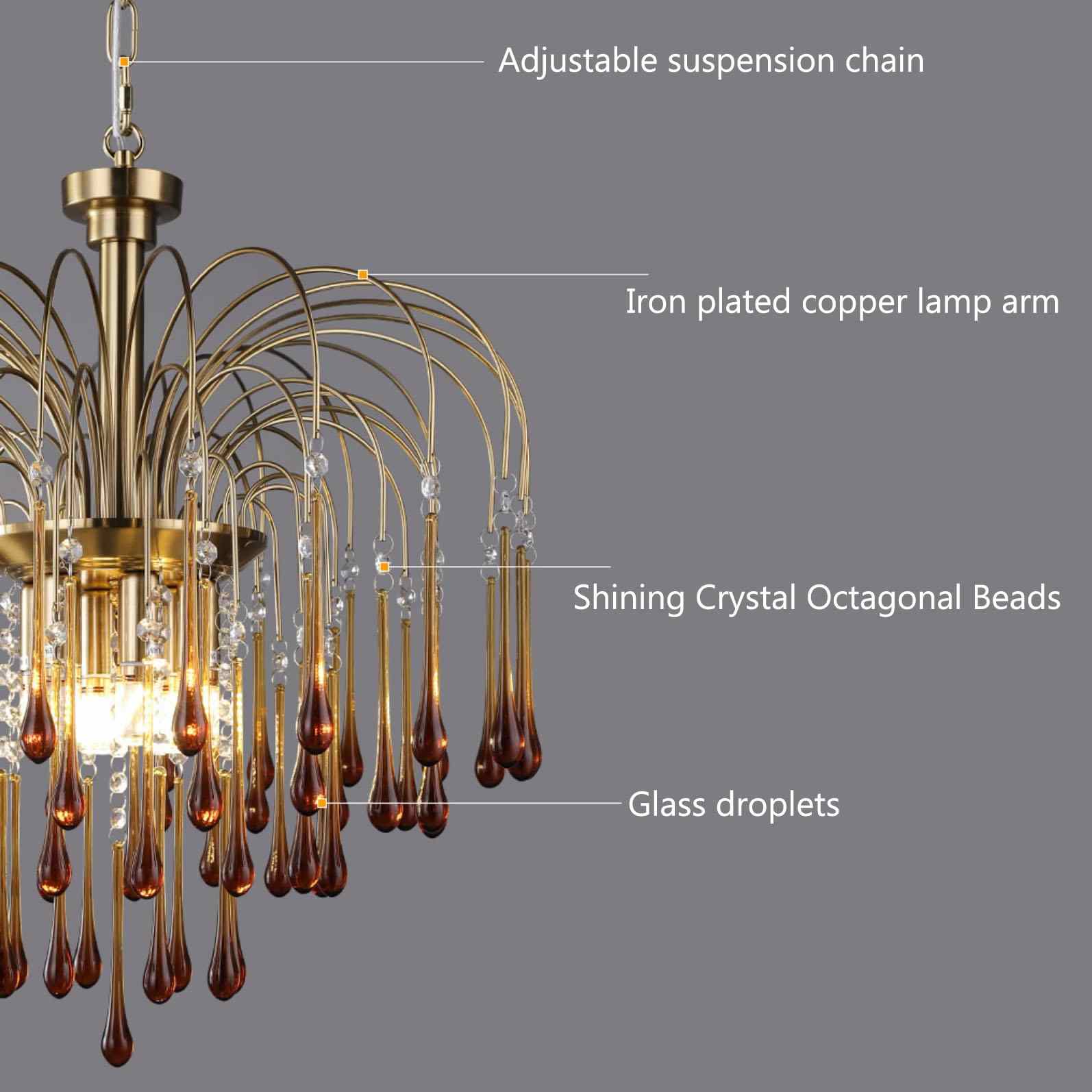 Eloer French Retro Water Drop Glass Chandelier