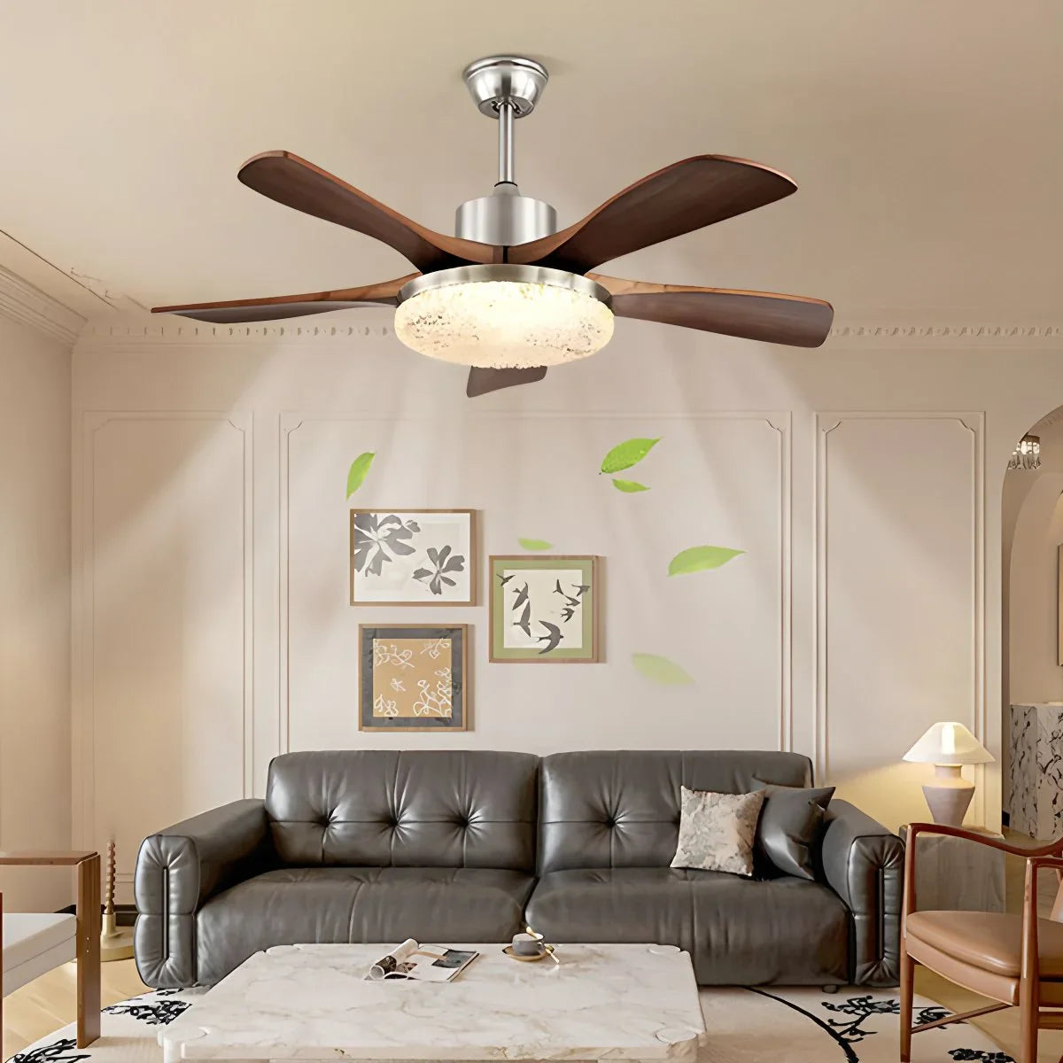 Eloer Vintage Luxury Solid Wood Ceiling Fan Light