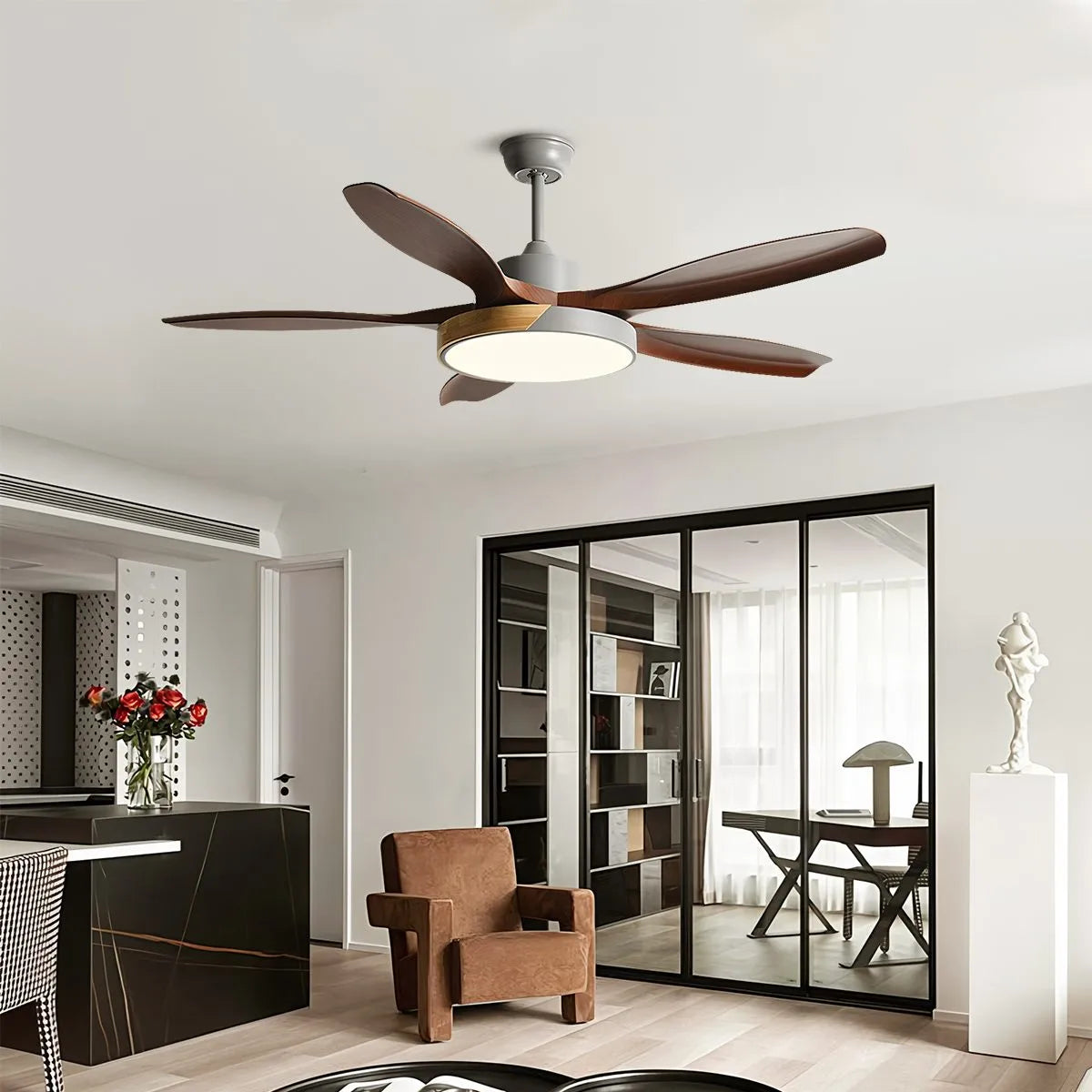 Eloer Nordic Living Room Ceiling Fan with Light
