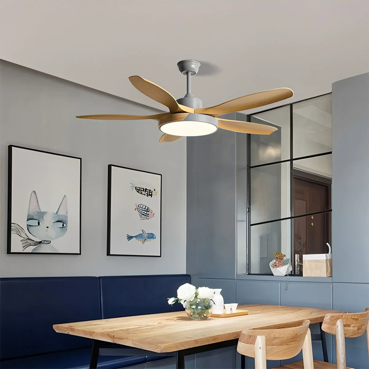 Eloer Nordic Living Room Ceiling Fan with Light