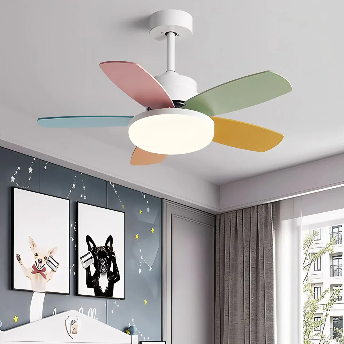 Eloer Nordic Colorful Leaf Ceiling Fan Light