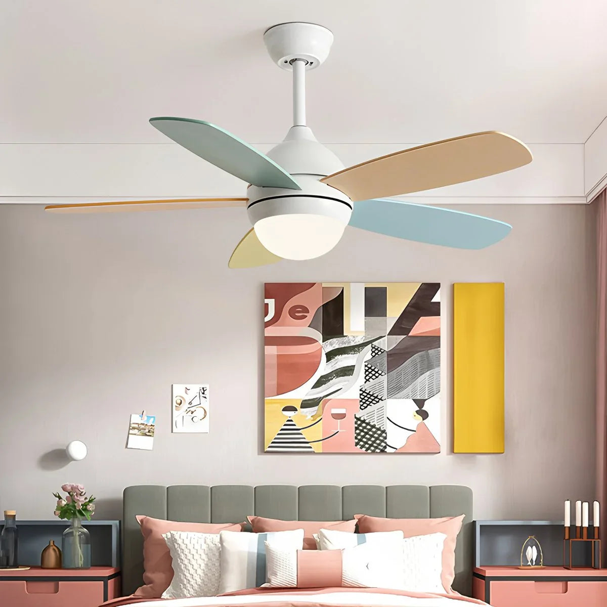 Eloer Nordic Colorful Leaf Ceiling Fan Light