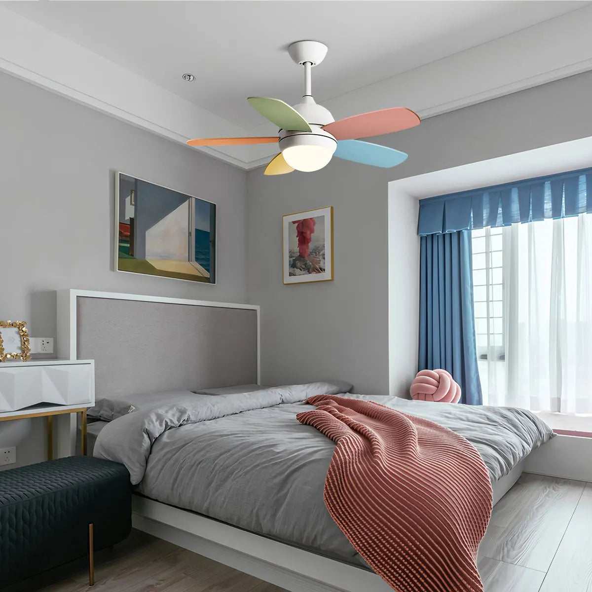 Eloer Nordic Colorful Leaf Ceiling Fan Light