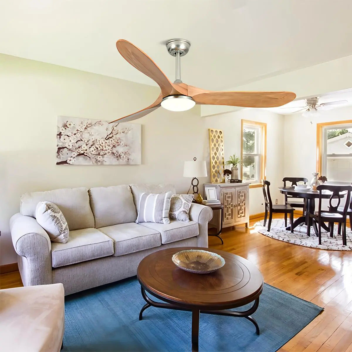 Eloer Nordic Solid Wood Ceiling Fan with Light