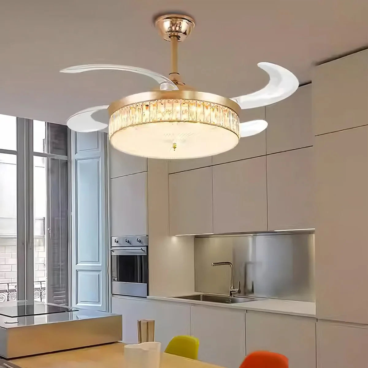 Remote Hugger Ceiling Fan Light for Low Ceilings