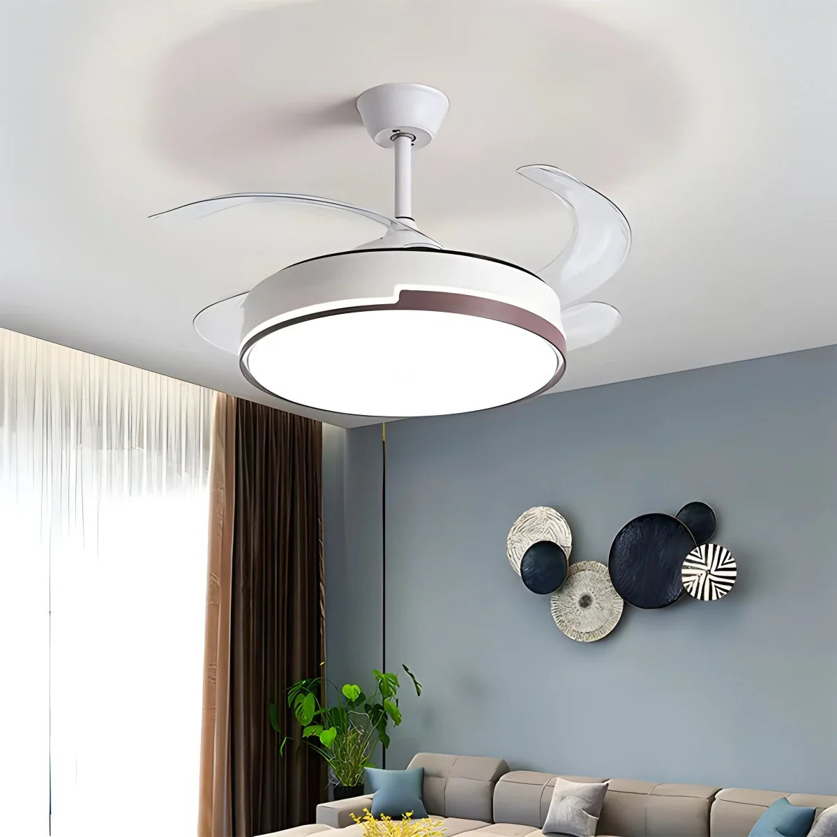 Eloer Remote Minimalist Hugger Ceiling Fan Light