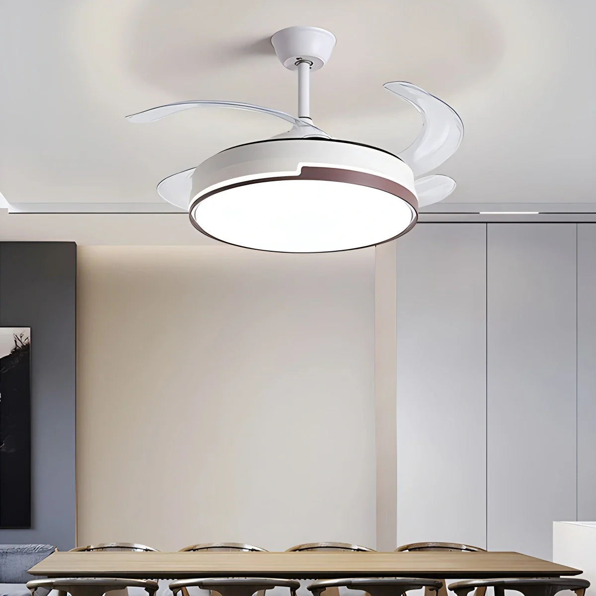 Eloer Remote Minimalist Hugger Ceiling Fan Light