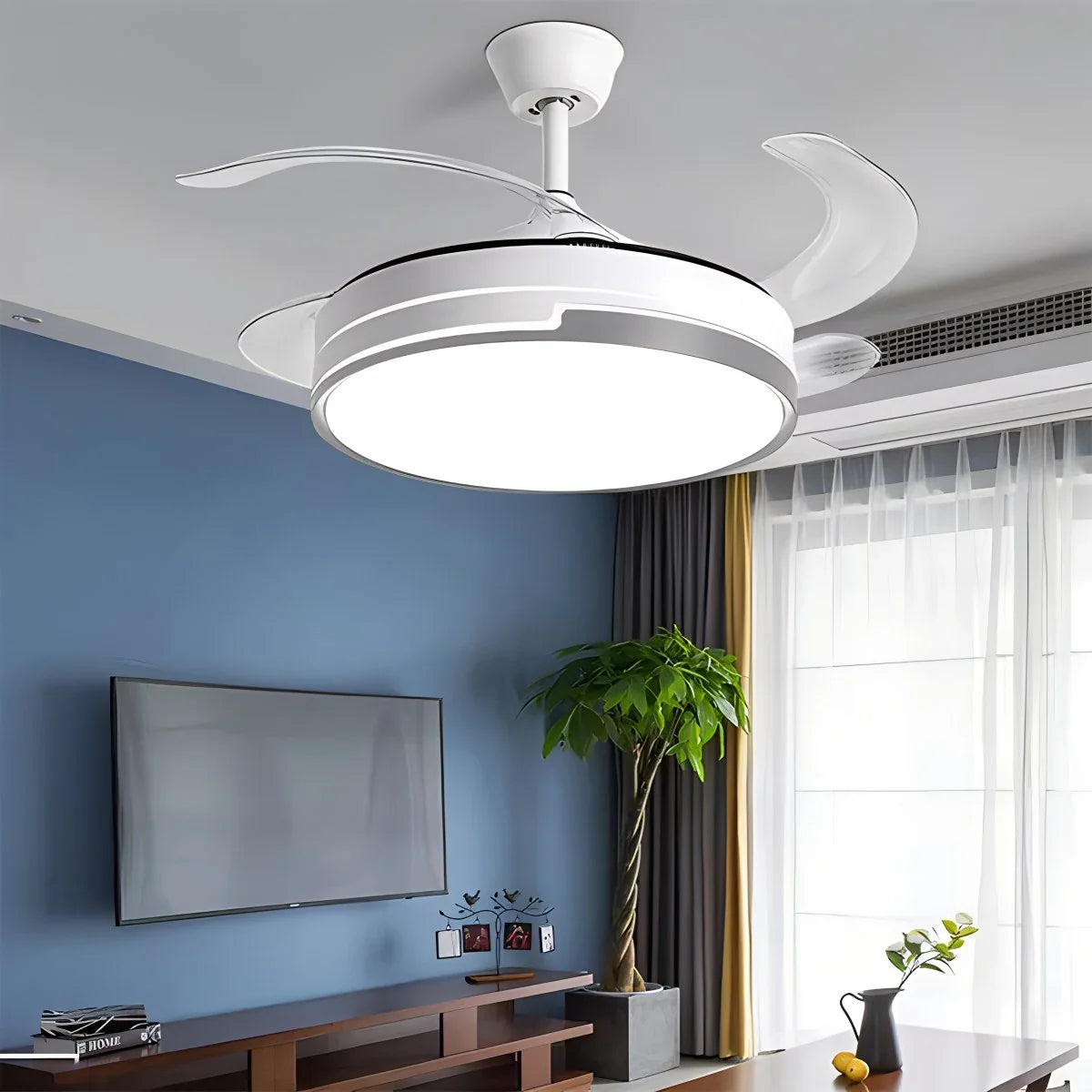 Eloer Remote Minimalist Hugger Ceiling Fan Light