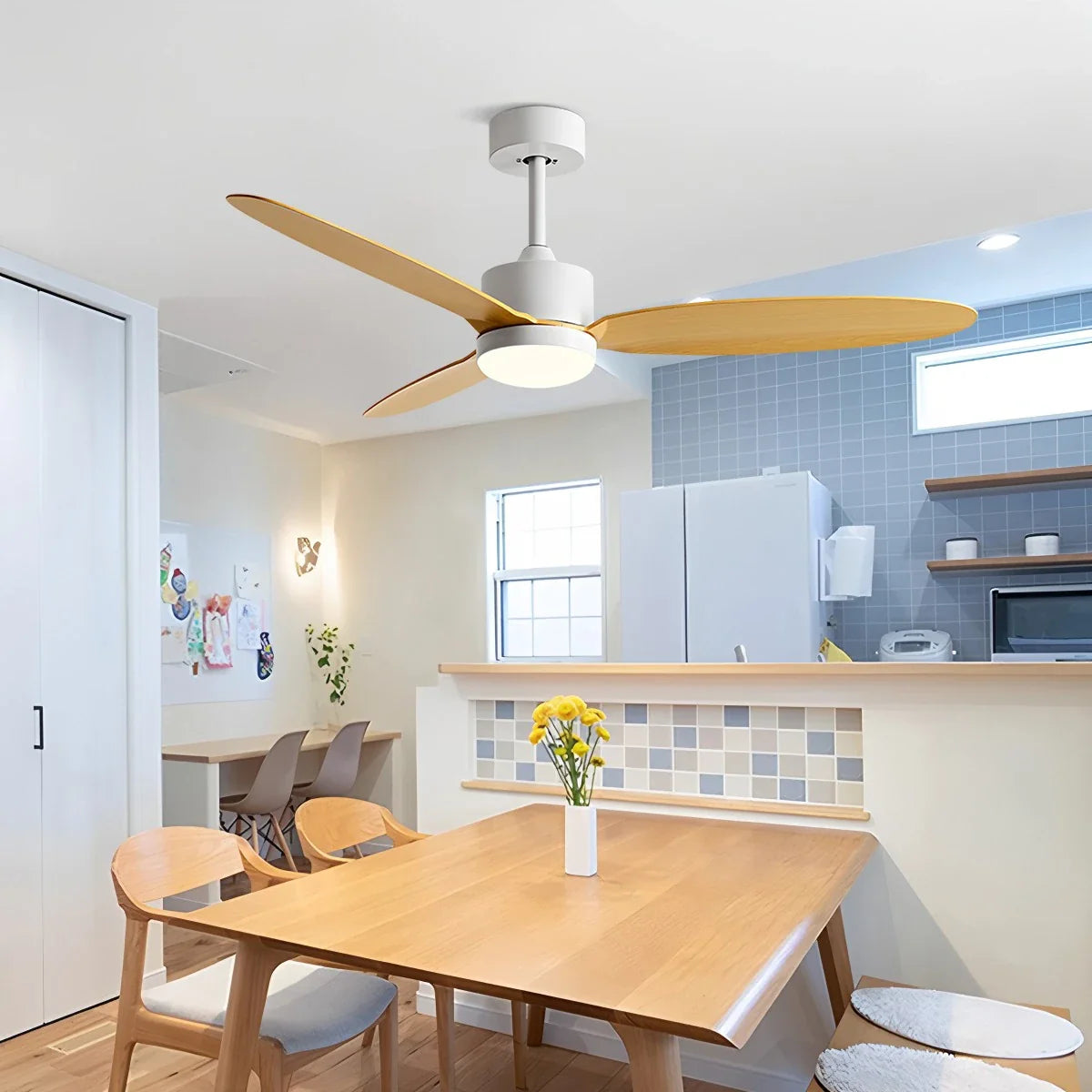 Eloer 3-Blade Ceiling Fan With Light for Bedroom