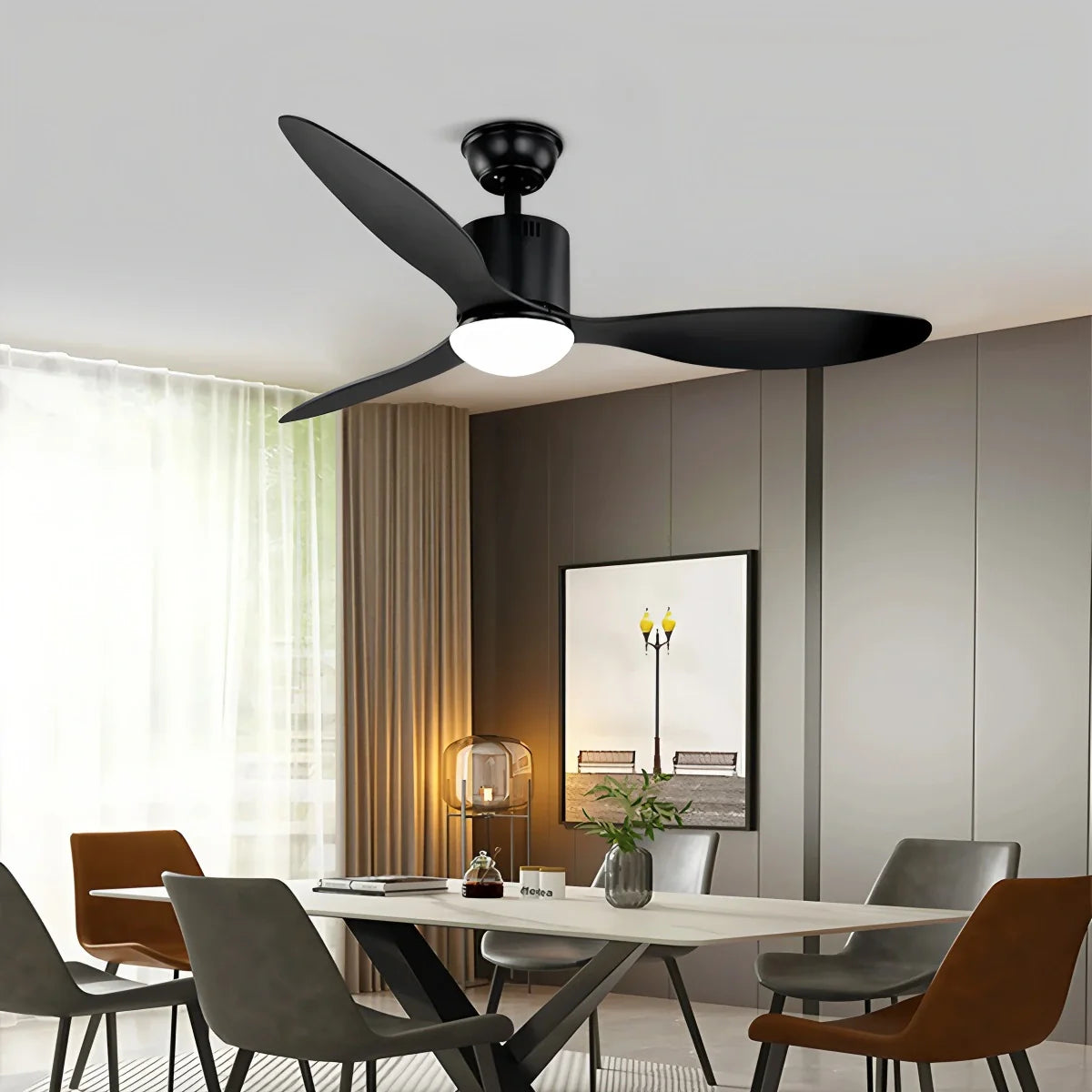 Eloer 3 Blade Modern Ceiling Fan with Light