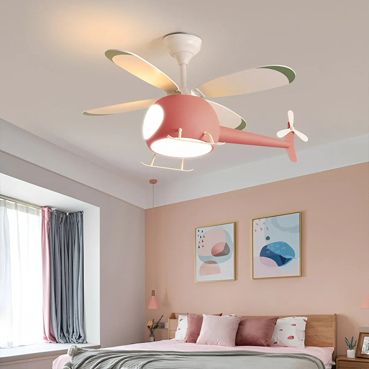 Eloer Airplane Ceiling Fan Lamp for Children’s Room