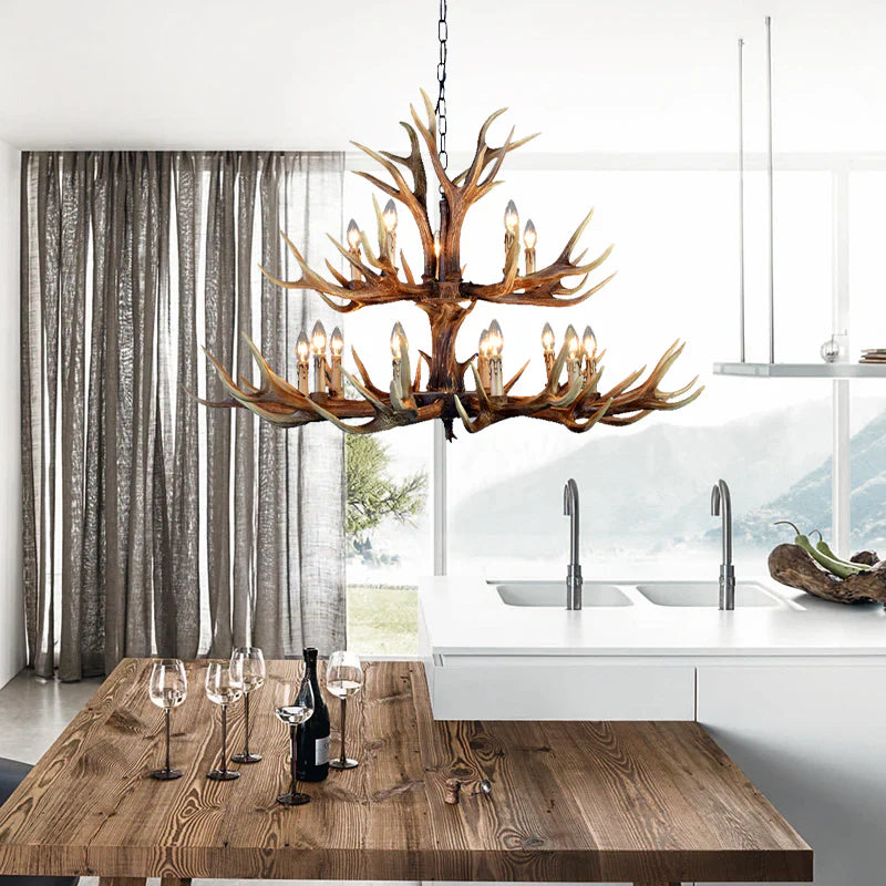 Eloer Antler Shape Resin Chandelier for Living Room