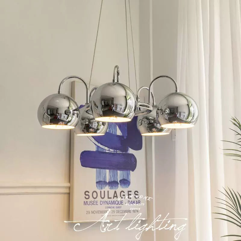 Eloer Bauhaus Style Antique Chrome Chandelier