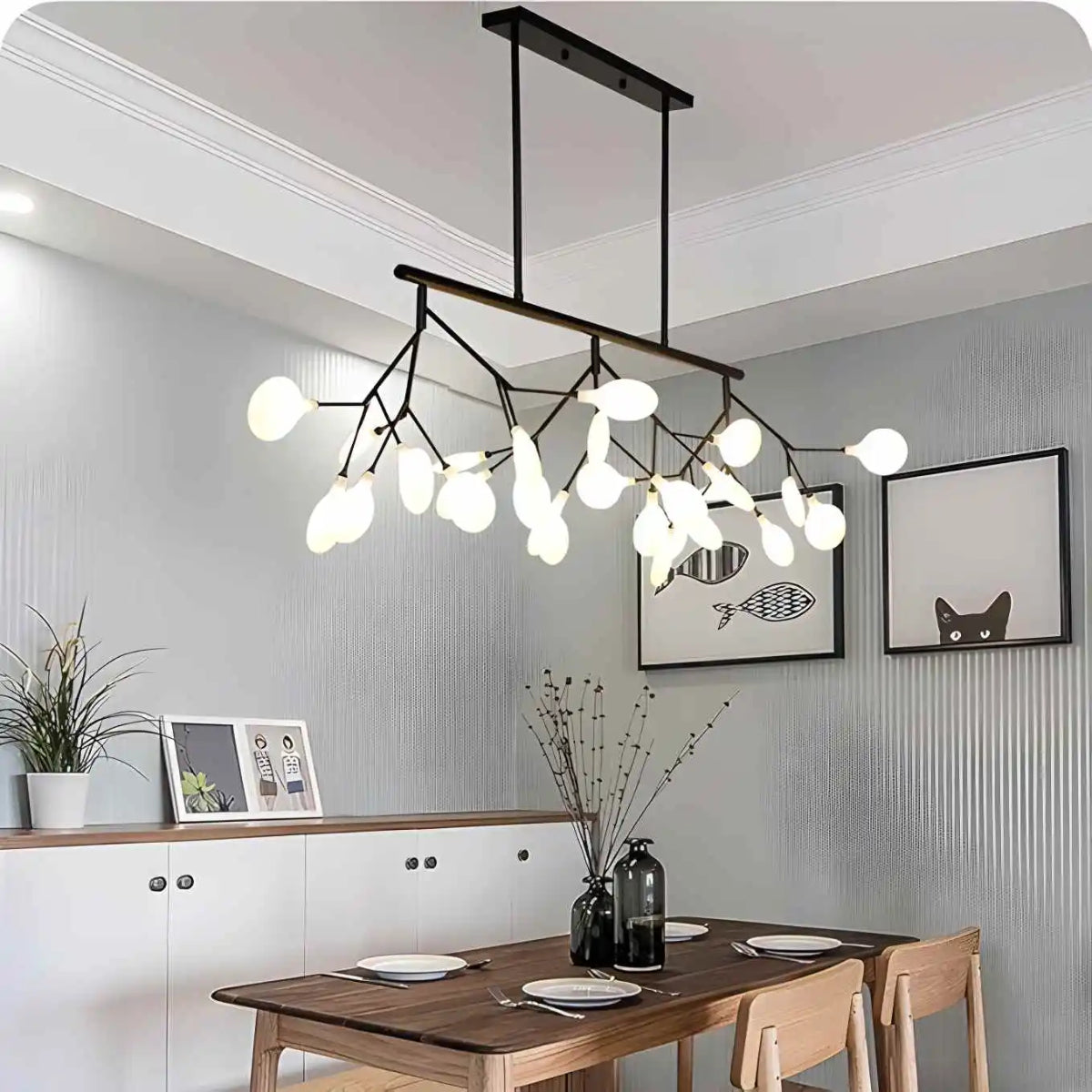 Eloer Black Firefly LED Chandelier for Dining Room