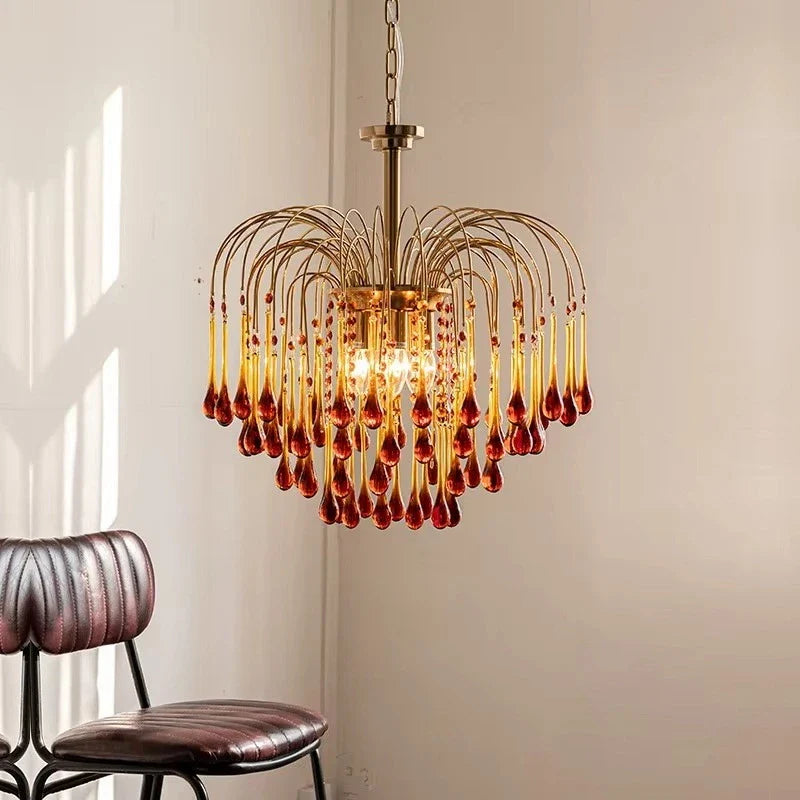Eloer French Retro Water Drop Glass Chandelier