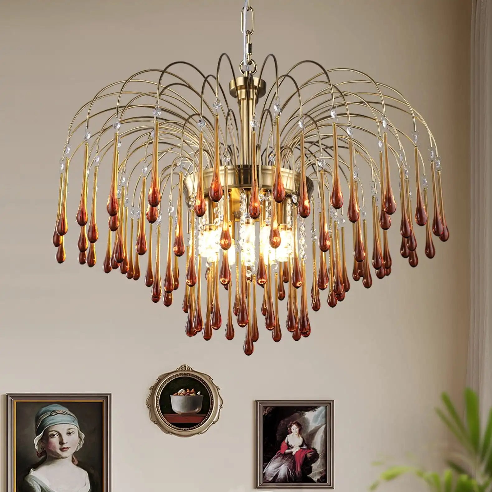 Eloer French Retro Water Drop Glass Chandelier
