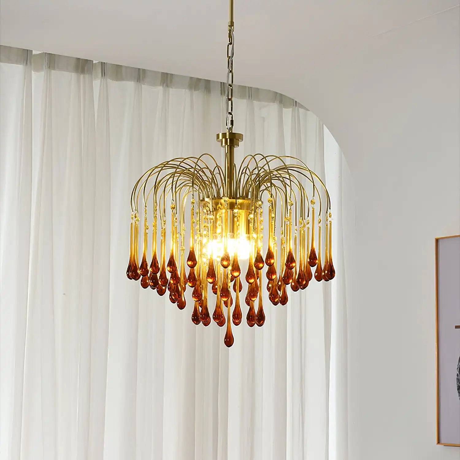 Eloer French Retro Water Drop Glass Chandelier