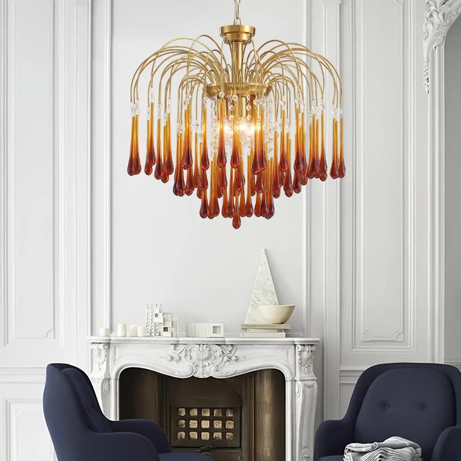 Eloer French Retro Water Drop Glass Chandelier