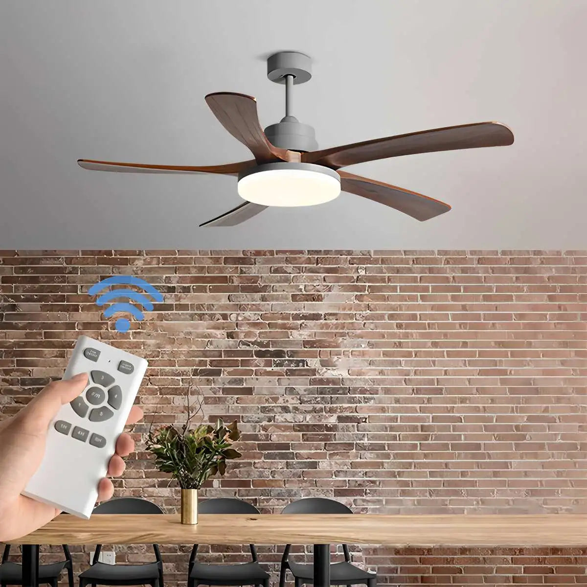 Eloer High Wind Solid Wood Ceiling Fan Light