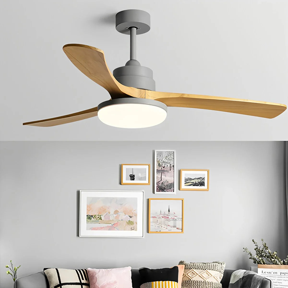 Eloer High Wind Solid Wood Ceiling Fan Light
