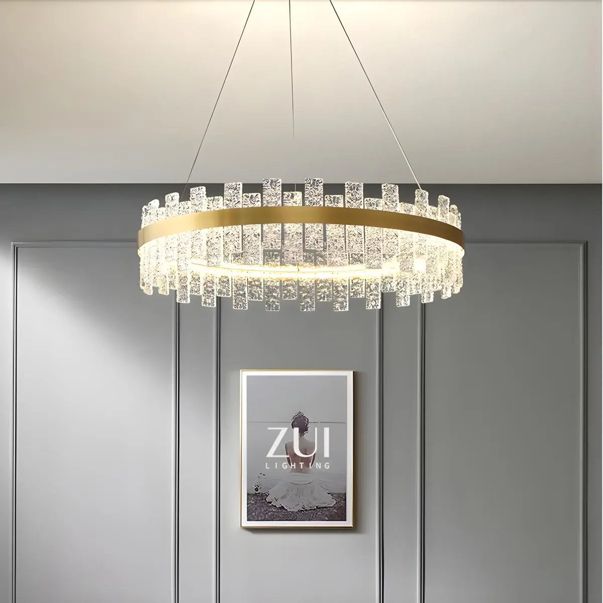 Eloer Modern Frosted Glass Crystal Chandelier