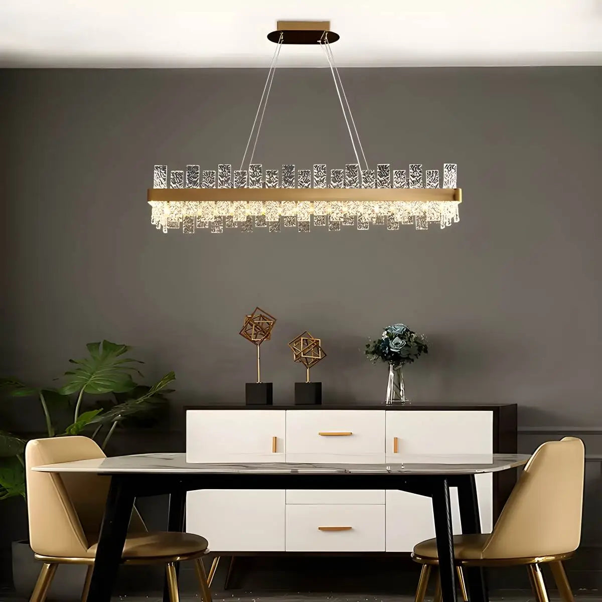 Eloer Modern Frosted Glass Crystal Chandelier