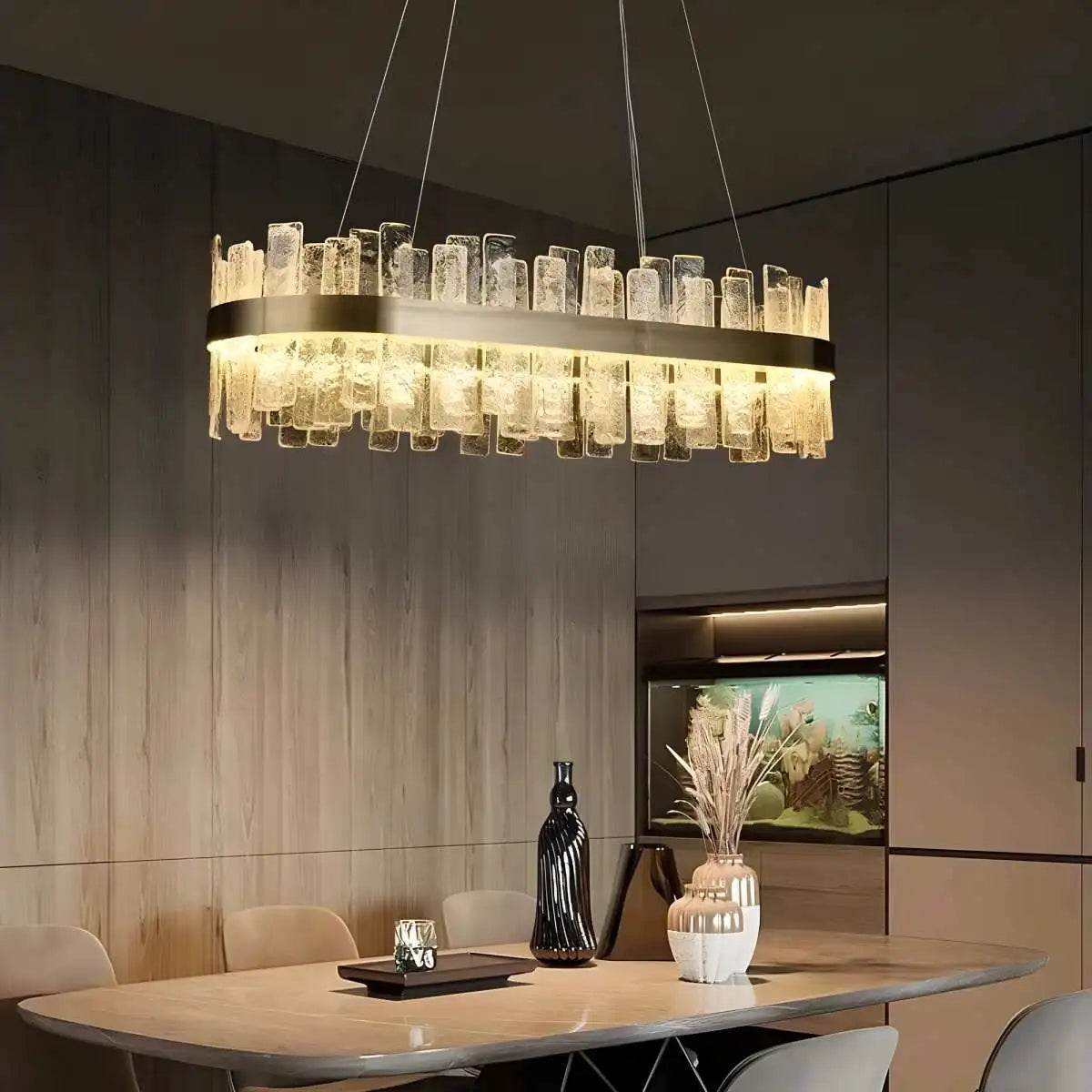 Eloer Modern Frosted Glass Crystal Chandelier