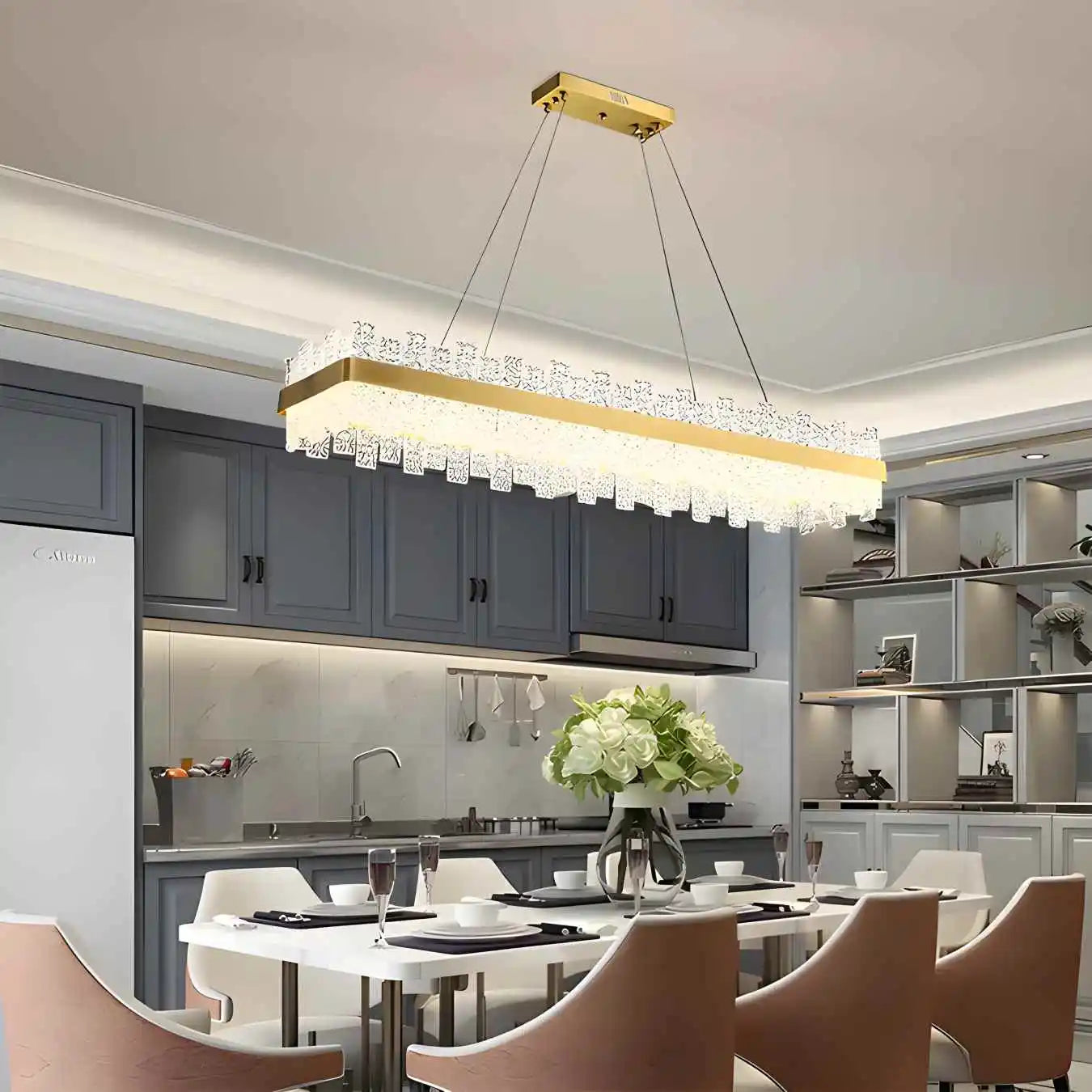 Eloer Modern Frosted Glass Crystal Chandelier