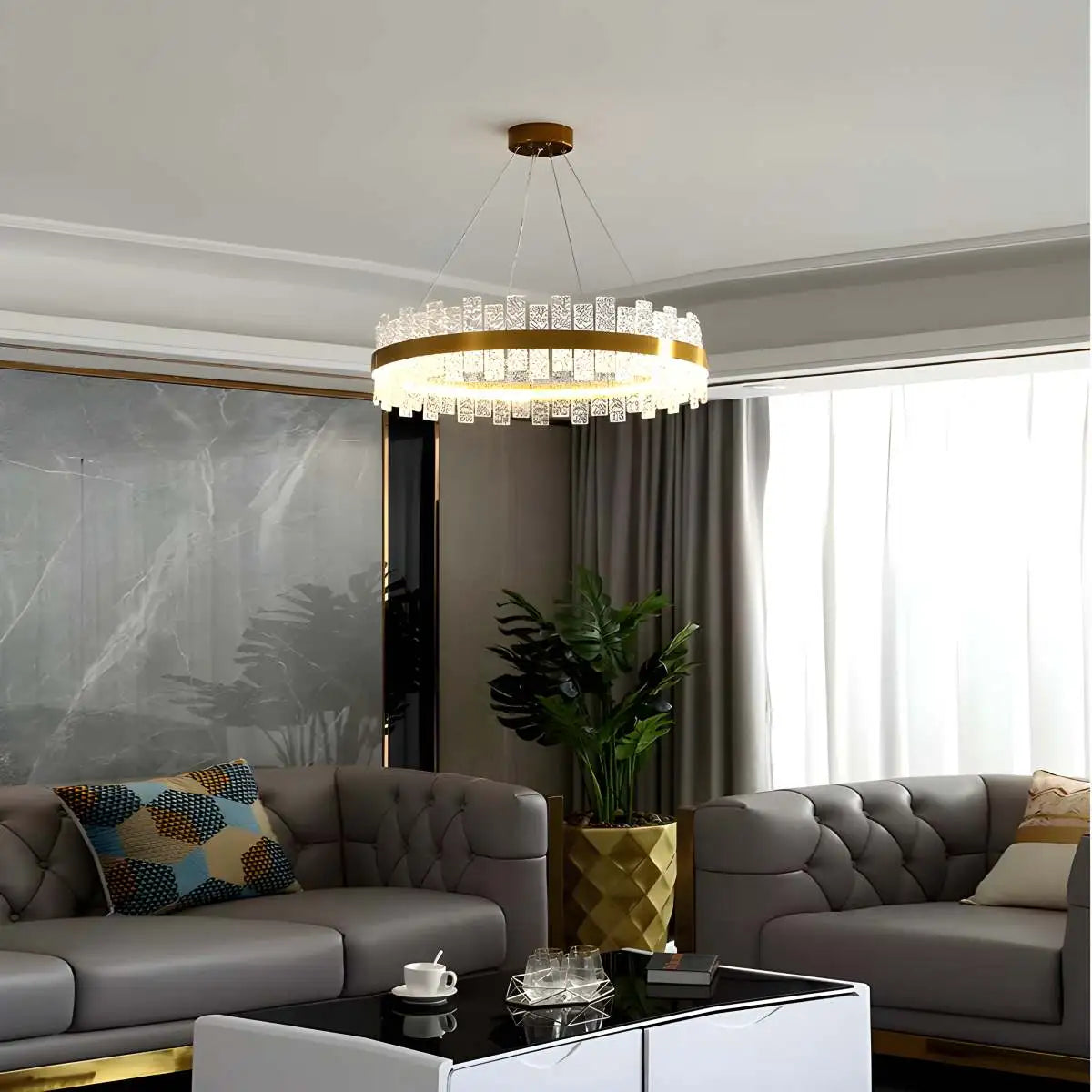 Eloer Modern Frosted Glass Crystal Chandelier